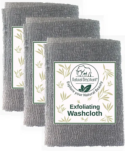 Vista 9 de Natural Elephant Paño exfoliante gris carbón japonés limpiador de ducha para cuerpo (paquete de 2 (2 paños))