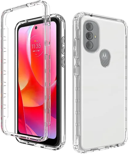 Vista 6 de Funda transparente compatible con Moto G Power 2022 con protector de pantalla de vidrio templado, bonito protector de cristal a prueba de golpes