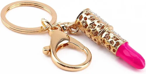 Vista 5 de Yosoo llavero de cristal con estrás, de búho, regalo con dije colgante para bolsa, Lipstick