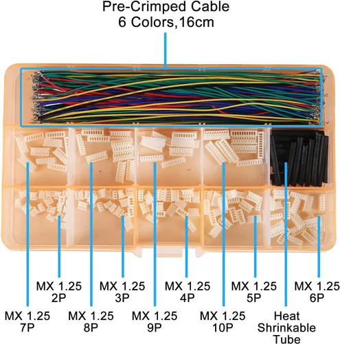 Vista 3 de Kit de conectores de 0.049 in con cable preprensado de 5.9 in 2/3/4/5/6/7/8/9/10/12 PIN compatible con conector JST GH Molex PicoBlade de 0.049 in