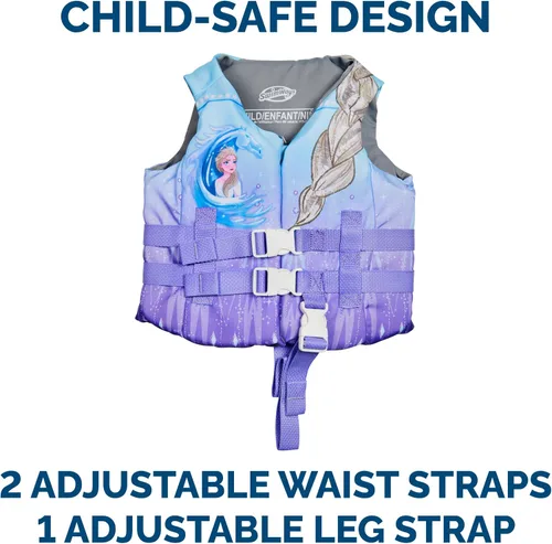 Vista 3 de SwimWays Disney Princess - Chaleco salvavidas de natación para niños, aprobado por la Guardia Costera de EE. UU., flotadores de piscina y chalecos
