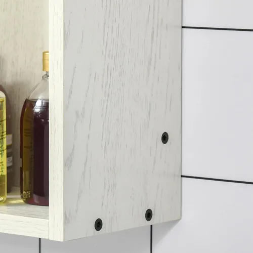 Vista 8 de kleankin Botiquín de baño de 24.75 x 25.5 pulgadas con espejo, estante de almacenamiento, armario de baño montado en la pared para sala de estar