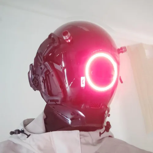 Vista 4 de Máscara punk cosplay para hombres y mujeres, máscara tecnológica futurista, máscara de cosplay de Halloween, accesorios para fiestas y festivales