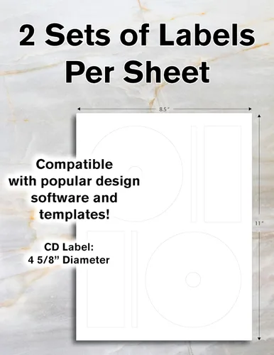 Vista 3 de Etiqueta imprimible para CD/DVD Compatible con discos estándar Cantidad de 20 discos, 40 lomo 10 hojas en total Blanco mate permanente