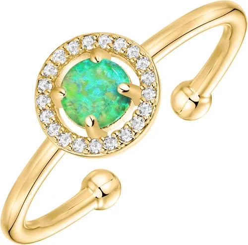Vista 33 de PAVOI 14K Gold Plated Adjustable Created Opal Rings - Stacking Rings for Women