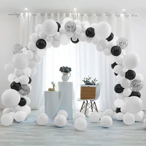 Vista 3 de Globos blancos mate – 100 globos de látex de 12 pulgadas, kit de arco de cumpleaños y guirnalda, decoraciones de fiesta de arcoíris