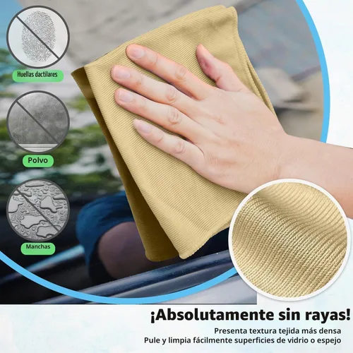 Vista 4 de Paño de limpieza de microfibra – Paquete de 6 paños de limpieza de lentes, trapos de limpieza de ventanas de 16 x 14 pulgadas, paños de pulido sin