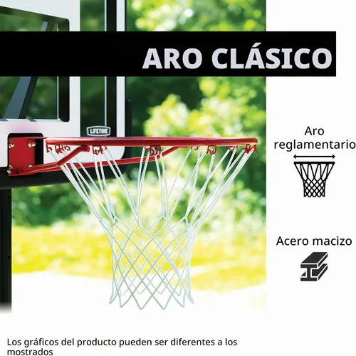Vista 5 de Lifetime Aro de baloncesto portátil para exteriores, tablero trasero de 42 pulgadas, ajuste de altura telescópico de 7.5-10 pies