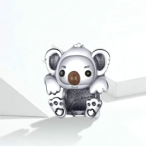 Vista 2 de Dije de plata de ley 925 para perro, dinosaurio, araña, gato, animal, delfín, ratón para pulsera Pandora