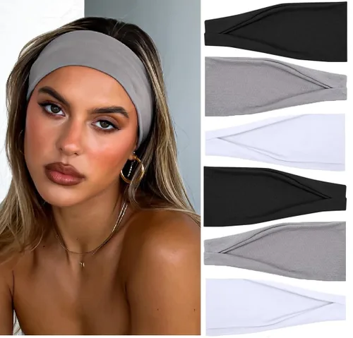 Vista 12 de TERSE Diademas para mujer, bandas de pelo de lunares de moda para yoga, entrenamiento, todos los días, bandas anchas y gruesas para la cabeza