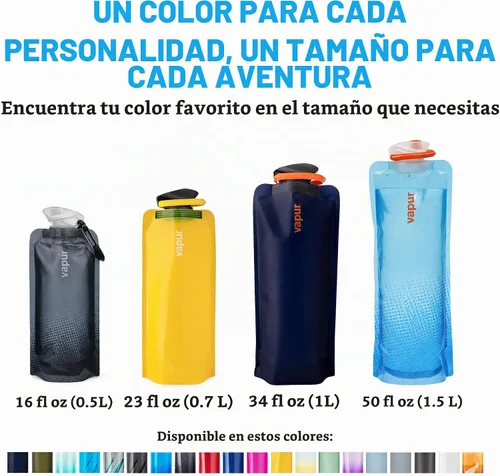 Vista 7 de Vapur Botella Flexible y Plegable de Boca Ancha Anti-Botella con Mosquetón Desmontable, Hidratación Conveniente y Portátil para Viajes y Aventuras