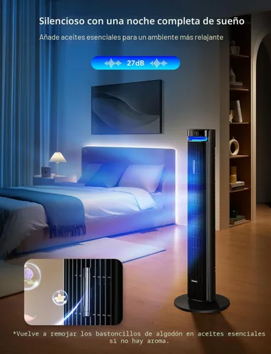Vista 6 de GoveeLife Ventilador de torre de 42 pulgadas para dormitorio, ventiladores de piso inteligentes con oscilación ajustable de 150°, aplicación