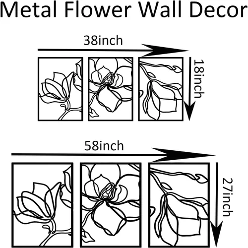 Vista 3 de Fayholy Decoración de pared de flores de metal, flores de metal, decoración al aire libre, arte de pared de flores de metal, decoración grande