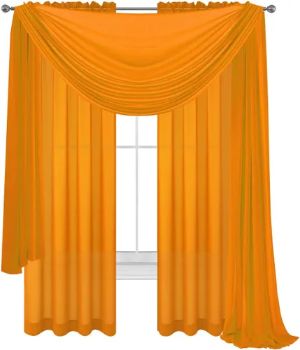 Vista 5 de Cortinas traslúcidas negras para ventana con bufanda a juego, 2 paneles de gasa y 1 cenefa para dormitorio, sala de estar, cortinas decorativas Negro