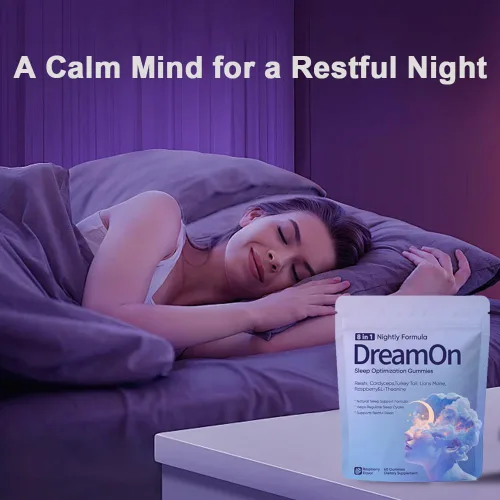 Vista 7 de DreamOn - Gomitas de optimización del sueño para adultos, con Reishi, Cordyceps, melena de león, cola de pavo, L-teanina, magnesio y 2.5 mg