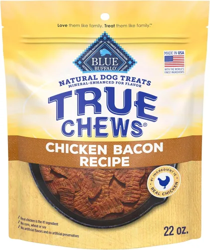 Vista 17 de Blue Buffalo True Chews - Golosinas para perros, hechas en EE. UU. con ingredientes naturales, receta de tocino de pollo, bolsa de 12 onzas Pollo