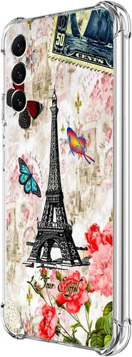 Vista 12 de Funda para Galaxy A54, hermosa protección contra caídas de flores rosas, a prueba de golpes, carcasa protectora de cuerpo completo resistente a
