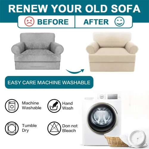 Vista 8 de Turquoize Funda para sillón con cojín en forma de T para sala de estar, funda elástica para sofá, funda suave para sillón, fundas de muebles