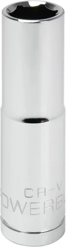 Vista 12 de Powerbuilt 3/8 de pulgada x 1/2 pulgada SAE Deep Socket, 12 puntos, cromo-vanadio, marca de tamaño - 940046