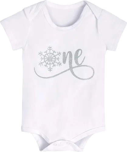 Vista 3 de IMEKIS Baby Girl Winter Snowflake 1st Birthday Outfit Cake Smash Romper Tutu Skirt Headband Christmas Photo Shoot Clothes Set