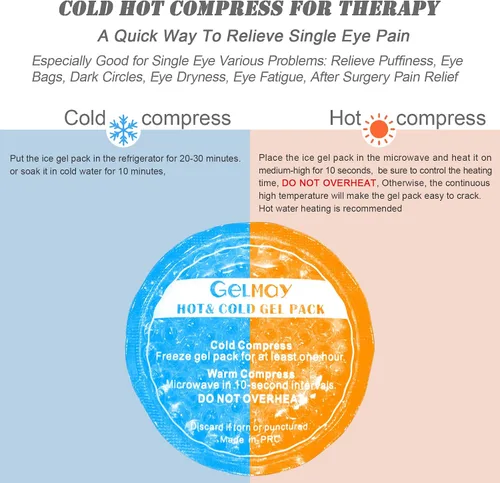 Vista 3 de Parches de ojo de hielo para ojos hinchados, almohadilla de parche médico refrescante para ojos de gel, paquete de gel para terapia fría y caliente