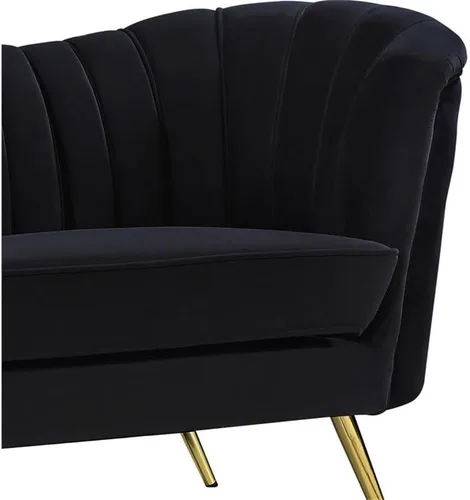 Vista 5 de Meridian Furniture Margo Collection Modern Sofá biplaza tapizado de terciopelo contemporáneo con acolchado de canal profundo y patas de acero