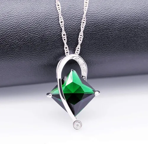 Vista 3 de Uloveido T295 - Juego de collar, anillo y aretes con topacio de cristal cuadrado grande
