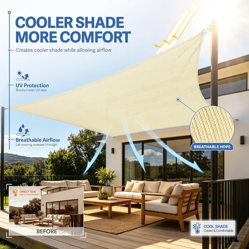Vista 3 de E&K Sunrise - Toldo parasol rectangular de 14 x 18 pies, bloquea los rayos UV, para pérgola, patio, jardín al aire libre (beige)