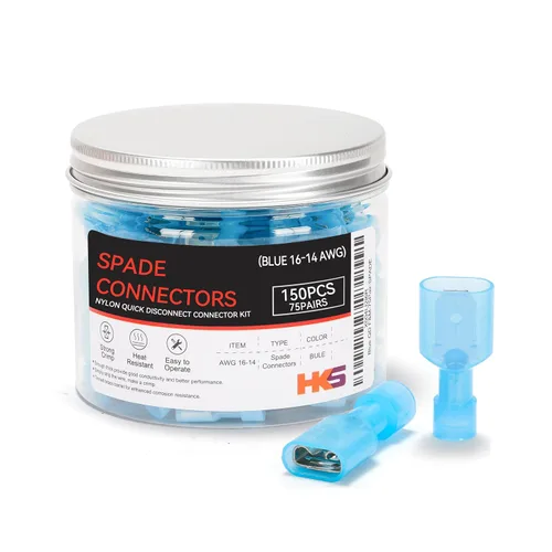 Vista 16 de HKS 150 Piezas Conectores de Desconexión Rápida de Espada Hembra de Nylon - Azul 16-14 AWG Kit de Conectores de Cable Eléctrico - Cobre Estañado