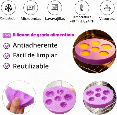 Vista 3 de Infovox Moldes de silicona para galletas y chocolate, 6 moldes para Púrpura (NF08)