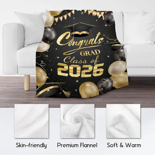 Vista 5 de Manta de graduación – Regalos de graduación de clase de 2025 para ella o él – Decoraciones de franela suave de 30 x 40 pulgadas – Mantas