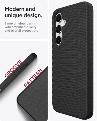 Vista 5 de Miimall Funda delgada y resistente para Samsung Galaxy S25, protección contra caídas de grado militar de 10 pies, agarre antideslizante Negro