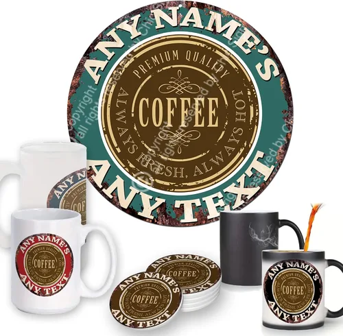 Vista 13 de Café y té perfectos de café, tazas personalizadas de Chic Sign Rústico, estilo vintage, retro, cocina, bar, pub, cafetería, cobertizo de cueva 0079