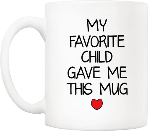 Vista 2 de 5Aup Taza con texto en inglés "My Favorite Child Gave Me This ", regalo de Navidad de parte de hija, hijo y niños, regalo de cumpleaños para papá