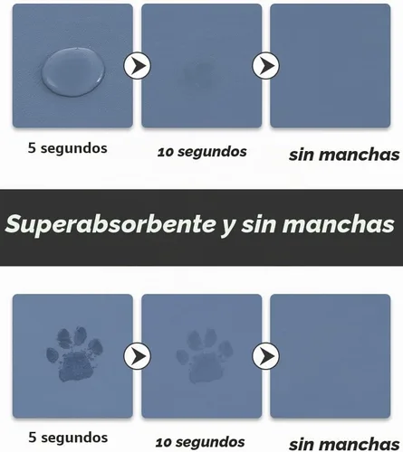 Vista 2 de Tapete absorbente de comida para perros y gatos, tapete para comida y agua, tapete de secado rápido para alimentos para mascotas, almohadilla de Azul