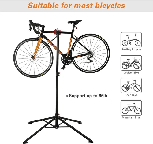 Vista 5 de UNISKY Soporte de reparación de bicicletas para mantenimiento Estante ajustable en altura con liberación rápida Soporte de trabajo de mantenimiento