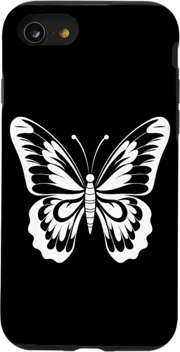 Vista 18 de Funda gráfica de mariposa blanca y negra para iPhone 16
