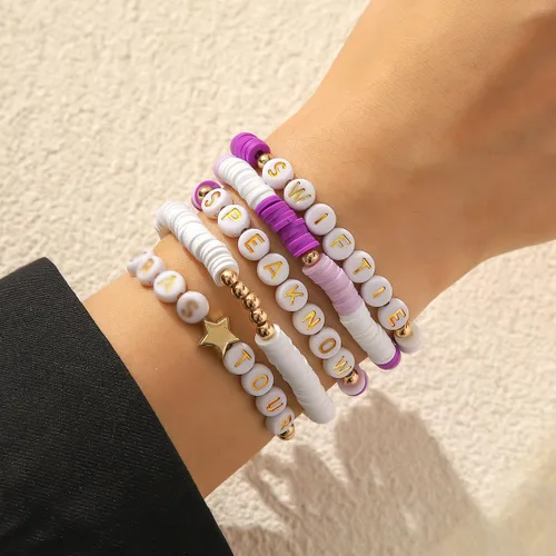 Vista 3 de Yiizetony Taylor Music - Juego de pulseras inspiradas en la música para Swifties, Eras Tour, traje de concierto Merch Swift llavero, pulseras