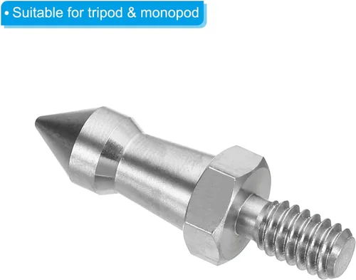Vista 4 de PATIKIL Pico de trípode de rosca de 1/4 pulgadas, paquete de 3 trípode de cámara de tornillo de espiga de acero inoxidable adaptador de montaje