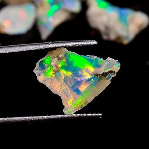 Vista 4 de VEERUKDI 50.00 quilates A1100% natural ópalo de fuego etíope crudo, cristal curativo de chakras, cristales ásperos y piedras preciosas, 8 a 12