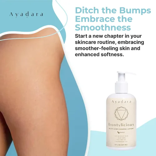 Vista 3 de Loción y crema para eliminar el acné de glúteos, 8 onzas con ácido salicílico, crema suavizante para glúteos y loción limpiadora para mujeres