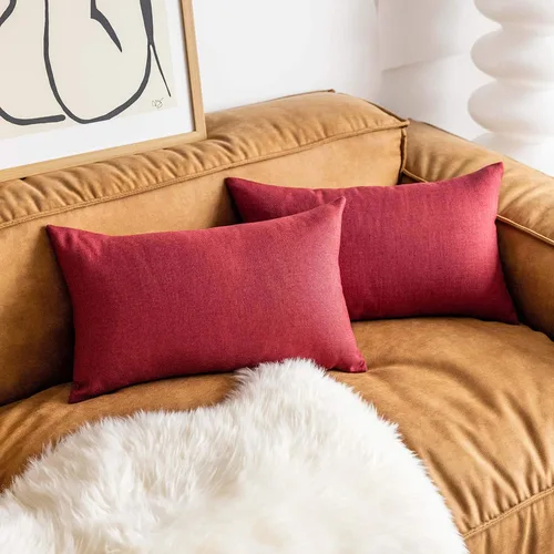 Vista 22 de Fundas de almohada decorativas Demetex grises 18x18, fundas de almohada cuadradas de lino para sofá, fundas de almohada estilo granja para cama