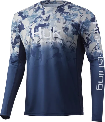 Vista 12 de HUK Camisa de manga larga Icon X para hombre, camisa de pesca de alto rendimiento Azul celeste