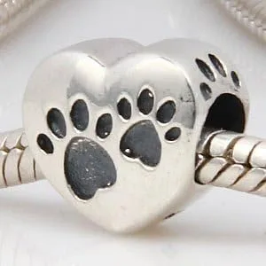Vista 4 de ABUN Dijes de huella de pata de perro de plata de ley 925 para pulseras de dijes, regalos para madres