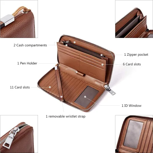 Vista 6 de BOSTANTEN Monederos y bolsos de cuero para mujer bolso de mano grande para trabajo bolso cruzado suave y carteras de cuero para mujer bloqueo RFID
