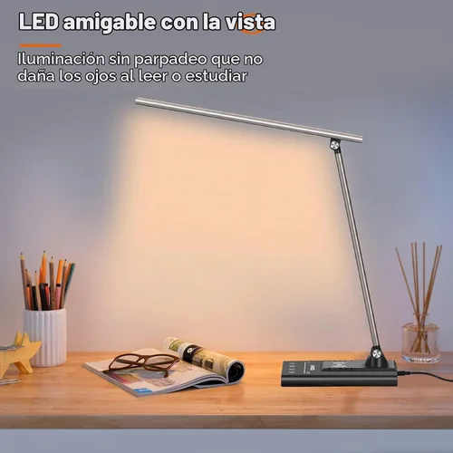 Vista 7 de AFROG - Lámpara de escritorio LED multifuncional de 5ª generación con cargador inalámbrico de carga rápida de 10 W, puerto de carga USB, 1800 lux