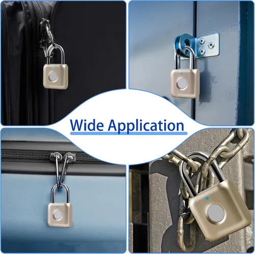 Vista 7 de Candado inteligente de huellas dactilares, cerradura de combinación con USB recargable, impermeable, adecuado para cajas de herramientas, mochilas