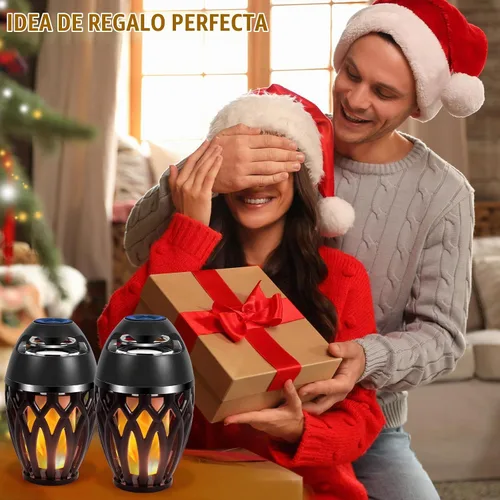 Vista 7 de Altavoces Bluetooth para exteriores, inalámbricos con llama LED, negro Diseño impermeable IPX5, Bluetooth 5.0, lámpara de llama LED, para fiesta