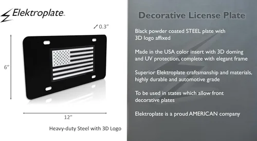 Vista 3 de Elektroplate Placa de matrícula negra con bandera de Estados Unidos invertida