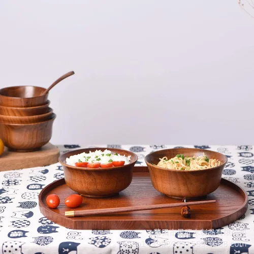 Vista 6 de Bandeja de madera con forma de media luna, bandeja decorativa para servir café, té, queso, postre, frutas y verduras (mediana)